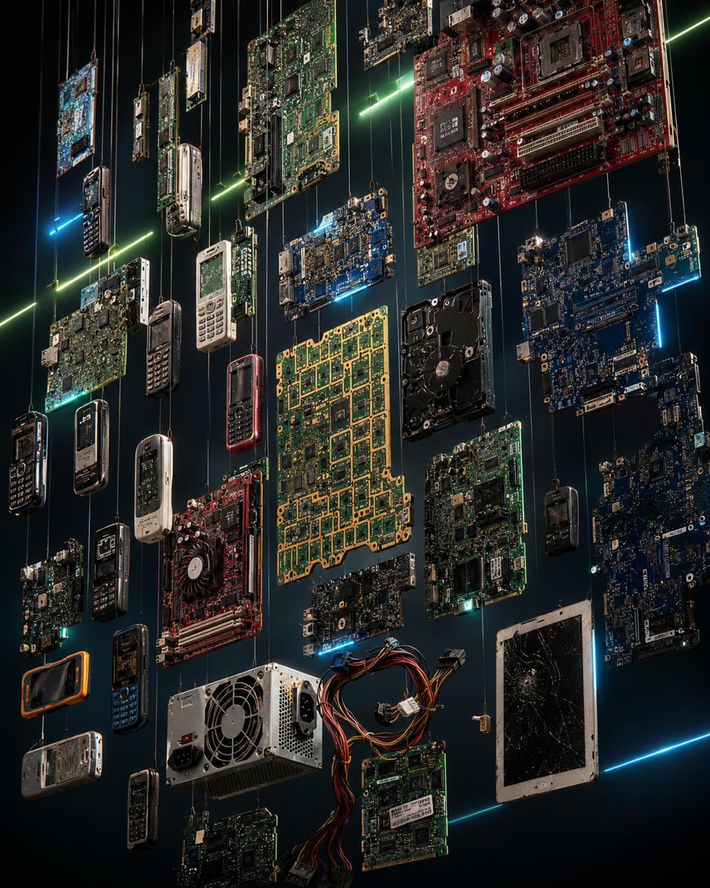 Diversidad de placas y componentes electrónicos